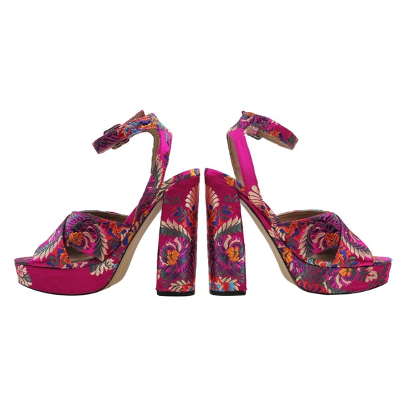 Steve Madden Floral Platform Sandal Block Heel - Picture 5 of 7